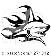 Poster, Art Print Of Black And White Flaming Shark 2