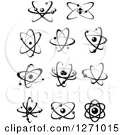 Clipart Of Black And White Atoms 4 Royalty Free Vector Illustration
