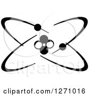 Clipart Of A Black And White Atom 26 Royalty Free Vector Illustration