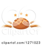 Poster, Art Print Of Round Bread Loaf On Wheat Stalks With Stars