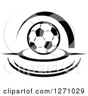 Poster, Art Print Of Black And White Soccer Ball With Swooshes