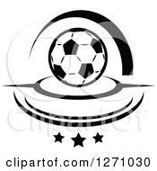 Poster, Art Print Of Black And White Soccer Ball With Swooshes And Stars