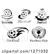 Poster, Art Print Of Black And White Soccer Ball Designs With Text