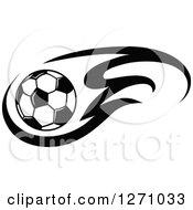 Poster, Art Print Of Black And White Soccer Ball And Flames