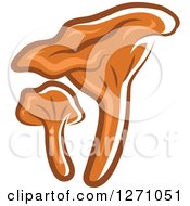 Clipart Of A Brown Chanterelle Mushrooms 2 Royalty Free Vector Illustration