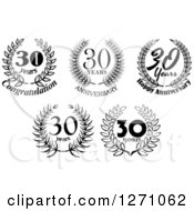 Clipart Of Black And White 30 Years Laurel Wreath Anniversary Designs Royalty Free Vector Illustration by Vector Tradition SM