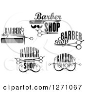 Clipart Of Black And White Barber Shop Designs 2 Royalty Free Vector Illustration