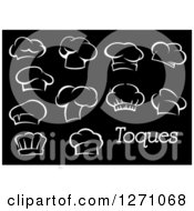 Clipart Of White Chef Toque Hats And Text On Black Royalty Free Vector Illustration