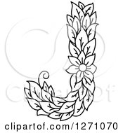 Poster, Art Print Of Black And White Floral Capital Letter J With A Flower