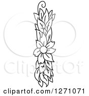 Poster, Art Print Of Black And White Floral Capital Letter I With A Flower
