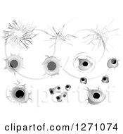 Clipart Of Cracked Glass And Bullet Hole Designs Royalty Free Vector Illustration