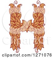 Clipart Of A Floral Capital Letter H With A Flower Royalty Free Vector Illustration