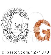Poster, Art Print Of Floral Capital Letter G Designs With A Flowers