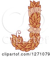 Clipart Of A Floral Capital Letter J With A Flower Royalty Free Vector Illustration