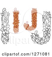 Poster, Art Print Of Floral Capital Letter I And J Designs With A Flowers