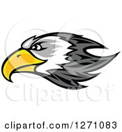 Poster, Art Print Of Gray And White Bald Eagle Head With A Yellow Beak In Profile
