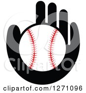 Clipart Of A Black Hand Holding A Baseball Royalty Free Vector Illustration