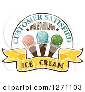 Clipart Of A Yellow Ice Cream Banner And Sample Text With Waffle Cones Royalty Free Vector Illustration