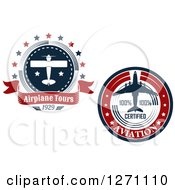 Poster, Art Print Of Red White And Blue Commercial Airliner And Small Plane Tour Circles