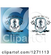 Clipart Of Nautical Shields With Anchors Over Crossed Tridents And Sample Text Royalty Free Vector Illustration by Vector Tradition SM