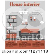 Poster, Art Print Of Gray And Orange Living Room With Sample Text