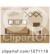 Clipart Of A Brown And Tan Living Room With Sample Text Royalty Free Vector Illustration by Vector Tradition SM
