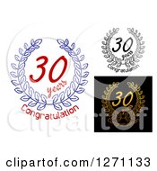 Clipart Of 30 Years Laurel Wreath Anniversary Designs 3 Royalty Free Vector Illustration