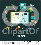 Poster, Art Print Of Science Text Under Formulas And Symbols On Green