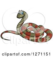 Poster, Art Print Of Brown And Green Cartoon Striped Snake