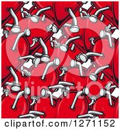 Poster, Art Print Of Seamless Background Pattern Of Red Hearts Stabbed With Nails