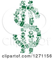 Poster, Art Print Of Green Finance Icons Forming A Dollar Currency Symbol