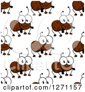 Clipart Of A Seamless Background Pattern Of Happy Brown Ants Royalty Free Vector Illustration by Vector Tradition SM