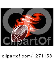 Clipart Of A Flying Flaming American Football On Black Royalty Free Vector Illustration