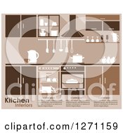 Poster, Art Print Of Brown Kitchen Interior With Sample Text