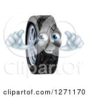 Clipart Of A Happy Tire Character Holding Two Thumbs Up Royalty Free Vector Illustration