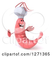 Clipart Of A 3d Happy Pink Chef Shrimp Royalty Free Illustration