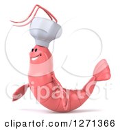 Clipart Of A 3d Pink Chef Shrimp Facing Left Royalty Free Illustration by Julos