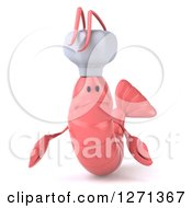 Clipart Of A 3d Pink Chef Shrimp Pouting Royalty Free Illustration