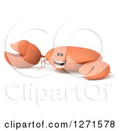 Clipart Of A 3d Happy Crab Presenting To The Left Royalty Free Illustration