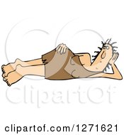 Clipart Of A Cavewoman Laying On Her Side Royalty Free Vector Illustration