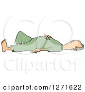 Poster, Art Print Of Caucasian Man Laying On His Back With His Hand Over His Belly