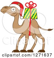 Poster, Art Print Of Christmas Camel With A Gift Strapped On His Back