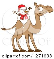 Poster, Art Print Of Melting Christmas Snowman On A Camels Back