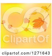 Background Of Floating Autumn Leaves And A Breeze Over Gradient