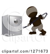 Poster, Art Print Of 3d Brown Man Breaking Into A Safe Vault With A Crow Bar