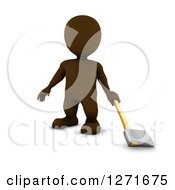 3d Brown Man Standing With An Axe On A White Background