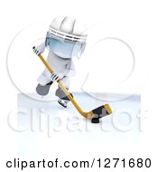 Poster, Art Print Of 3d White Hockey Player Man In Action
