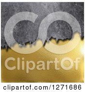 Clipart Of A 3d Concrete Texture Over Gold Metal Royalty Free Illustration