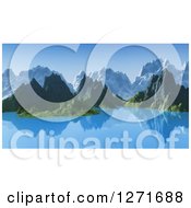 Poster, Art Print Of 3d Mountainous Coastline With A Still Lake