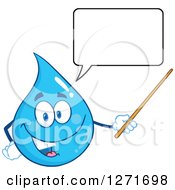 Poster, Art Print Of Talking Blue Water Drop Character Using A Pointer Stick